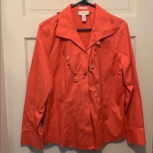 Chico’s brand coral colored button up shirt